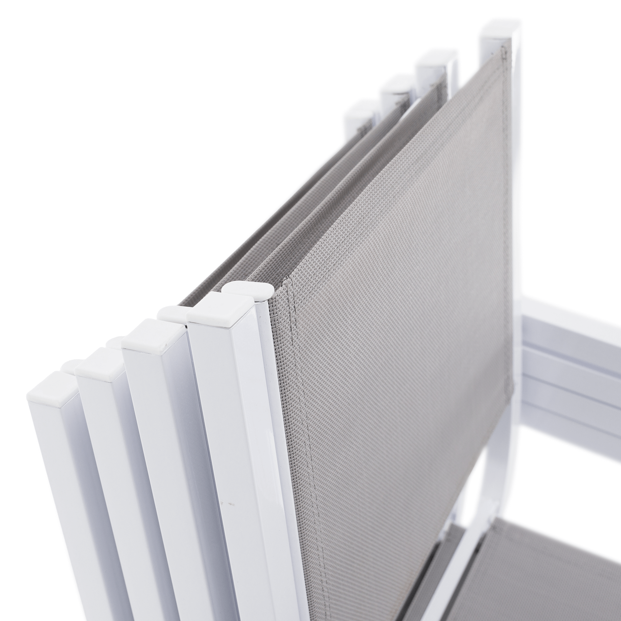 Kerti rakásolható szék, fehér acél/világosszürke, DORIO