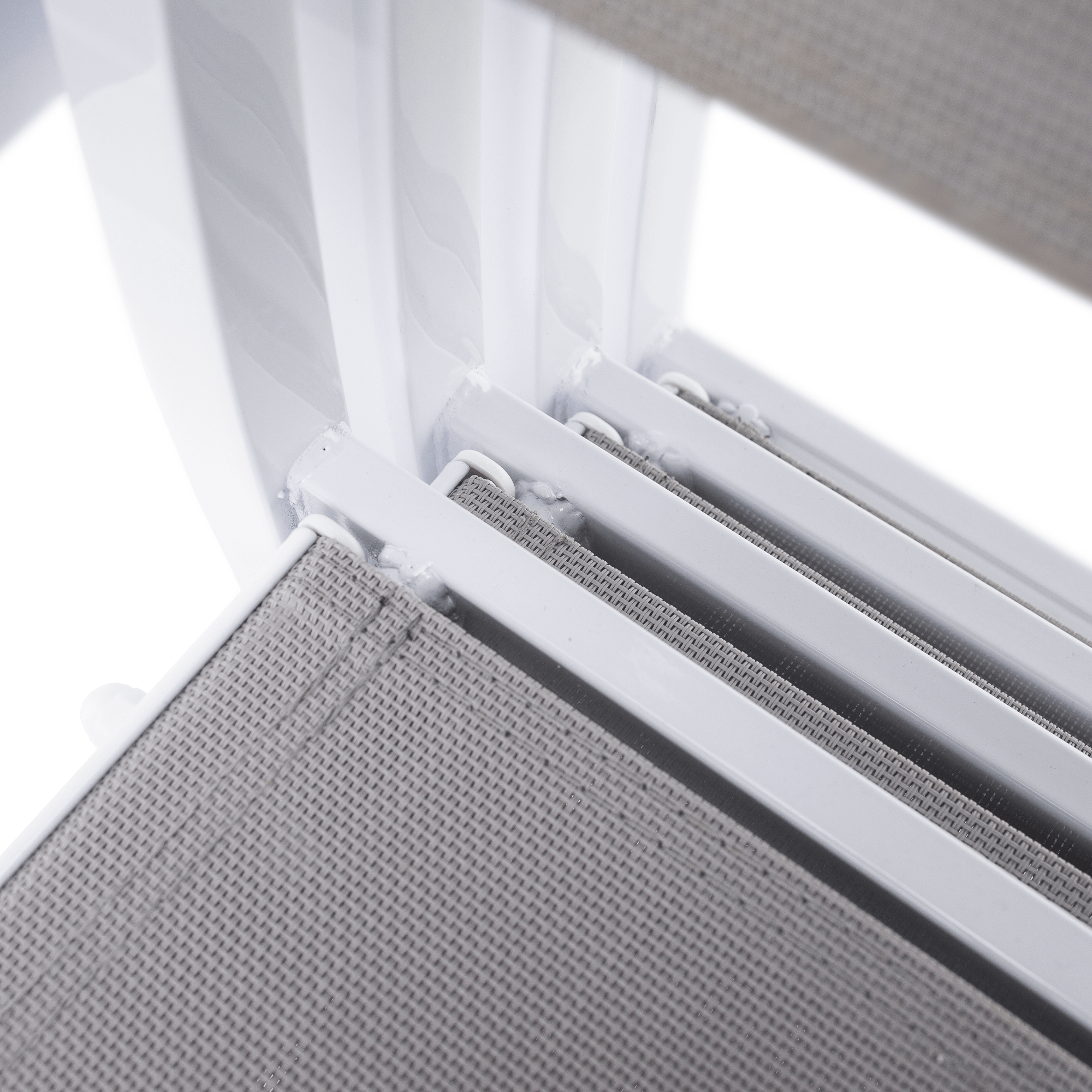 Kerti rakásolható szék, fehér acél/világosszürke, DORIO