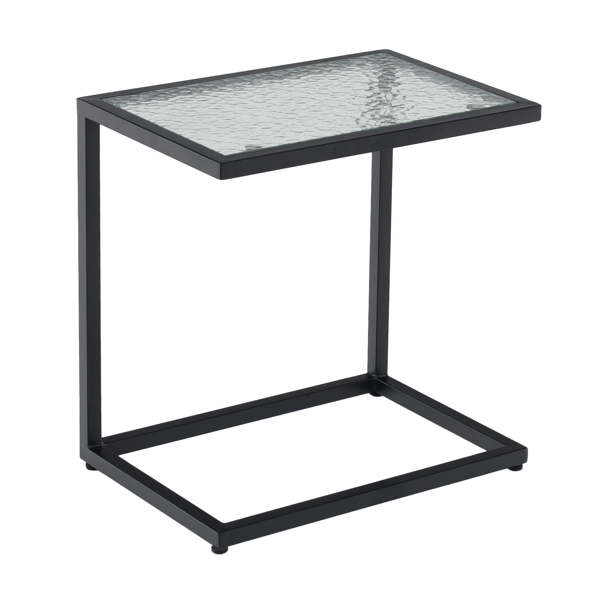 Záhradný stolík, čierna oceľ/tvrdené sklo, SELKO