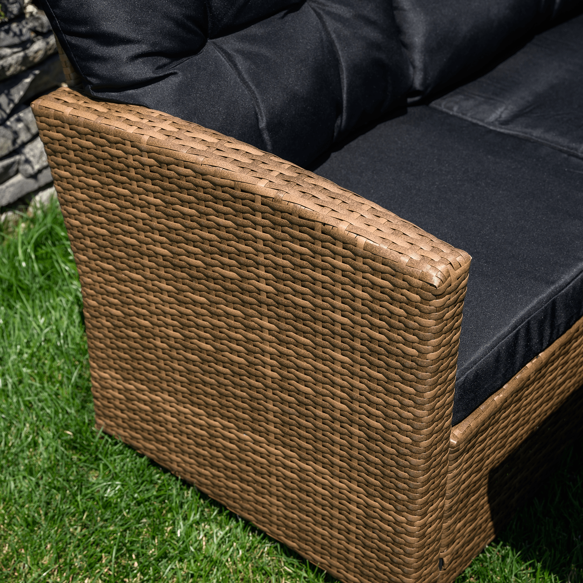 Záhradný ratanový set, svetlohnedá/čierna, MADUL