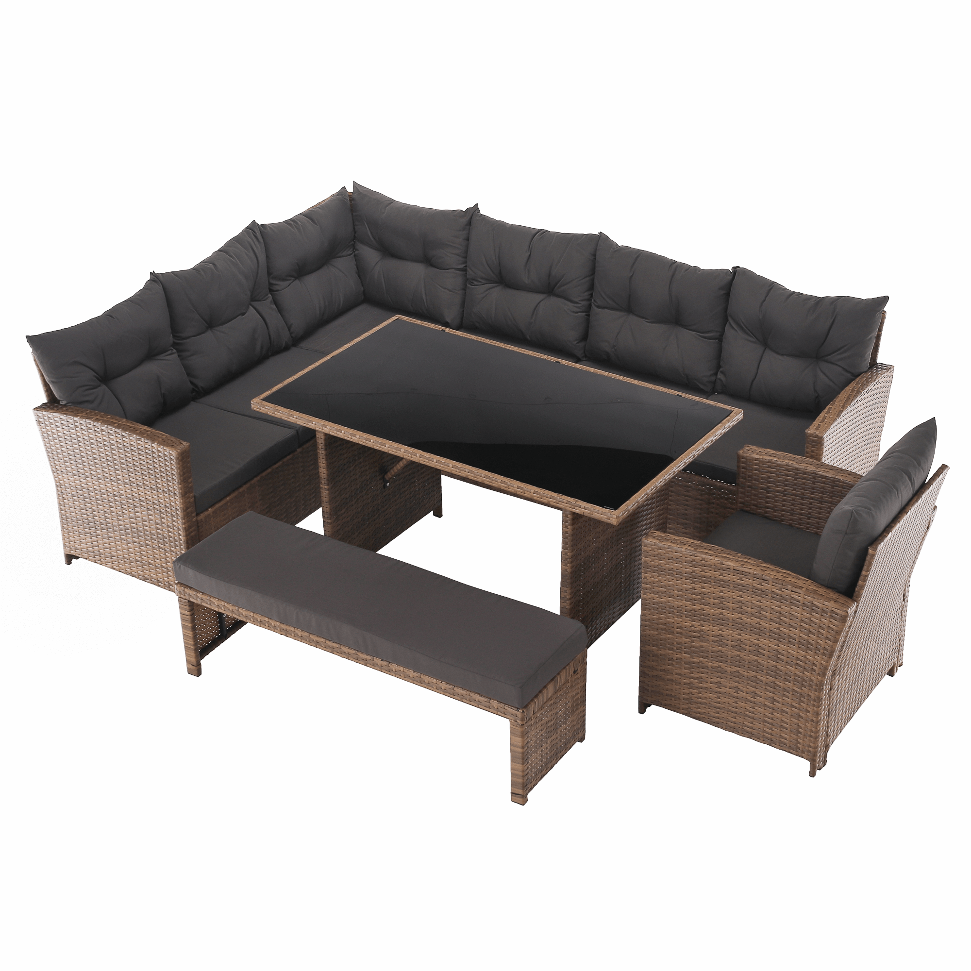 Záhradný ratanový set, sivohnedá/svetlohnedá, SAGIR