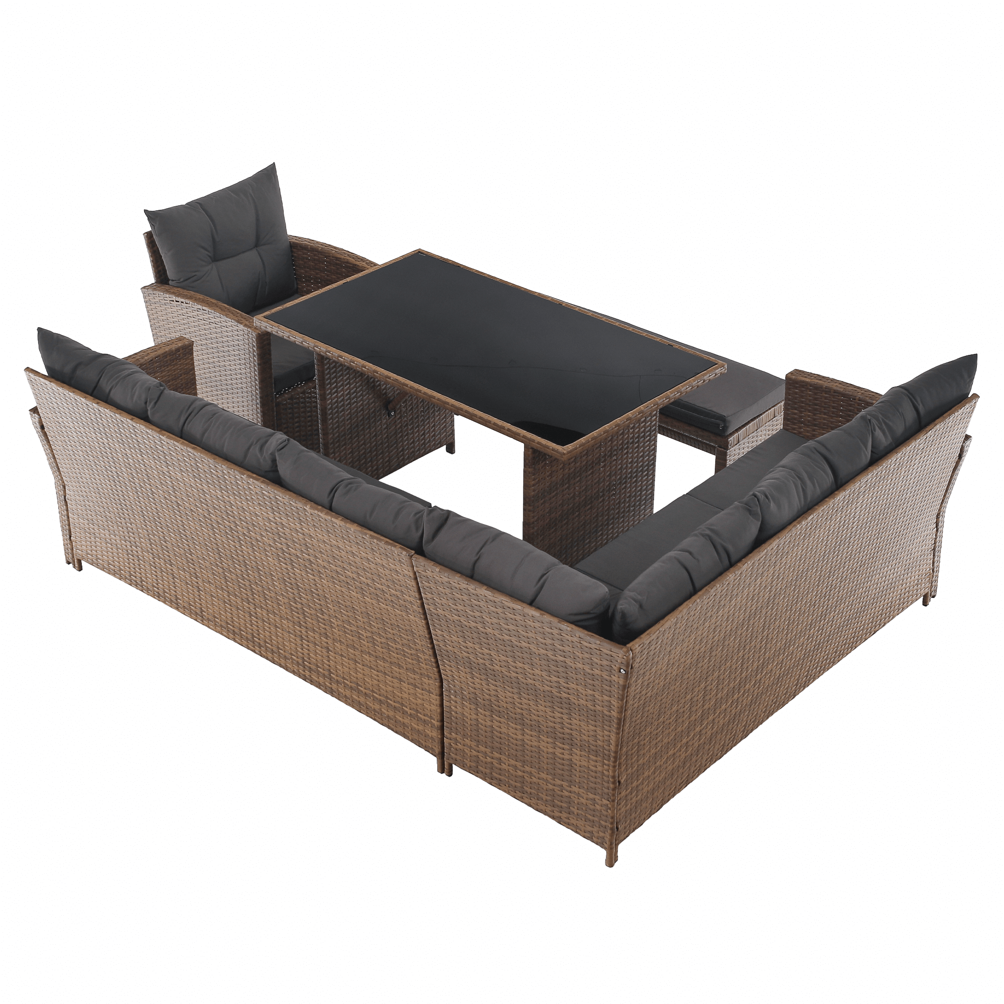 Záhradný ratanový set, sivohnedá/svetlohnedá, SAGIR