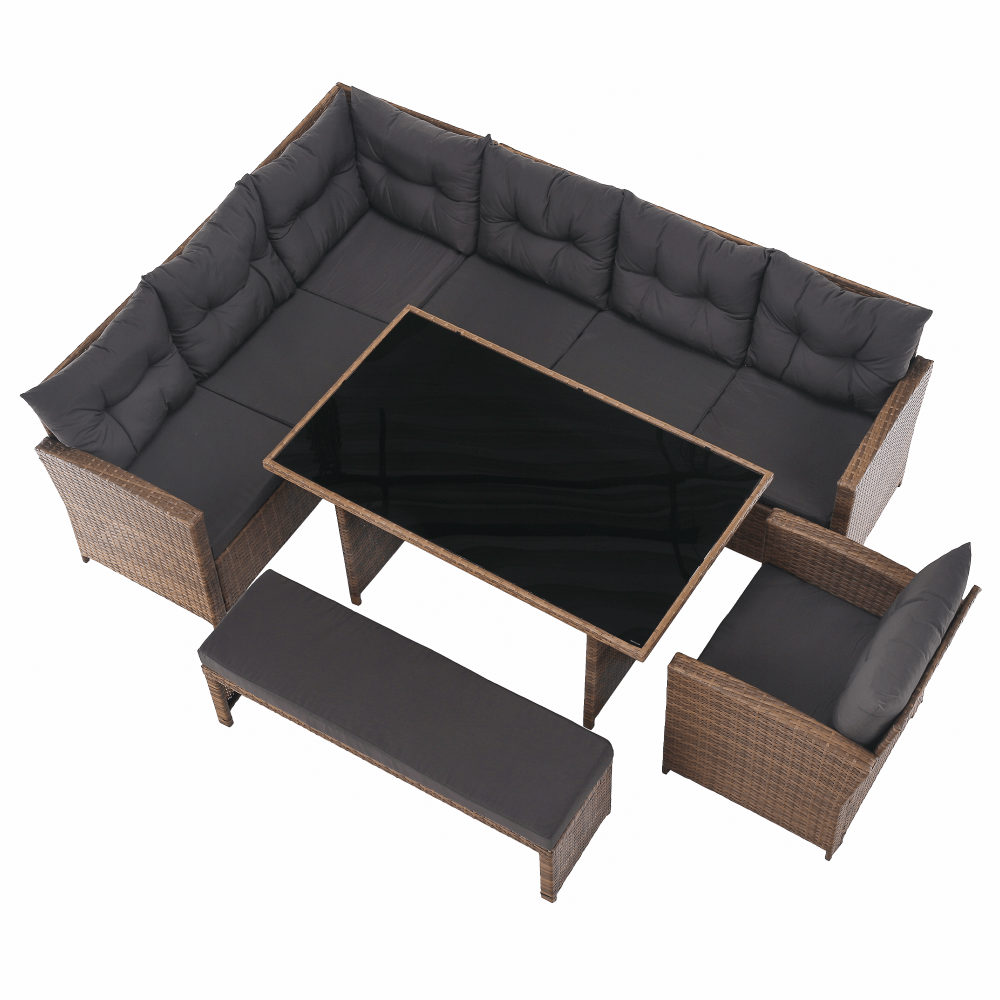 Záhradný ratanový set, sivohnedá/svetlohnedá, SAGIR