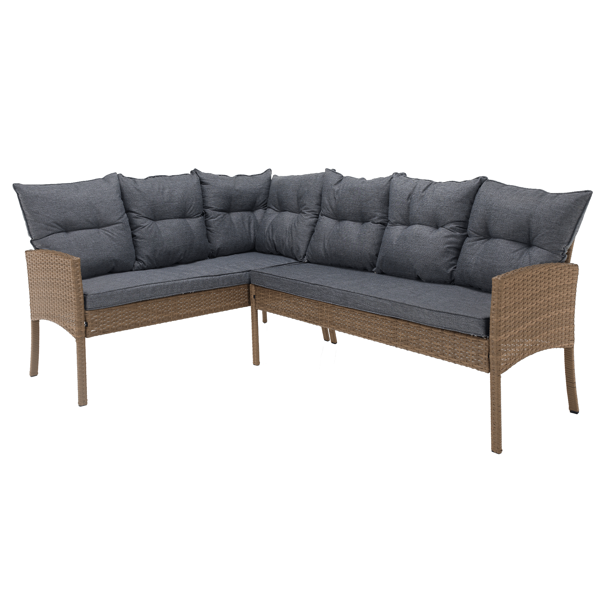 Kerti rattan szett, természetes/világosszürke, RANDI