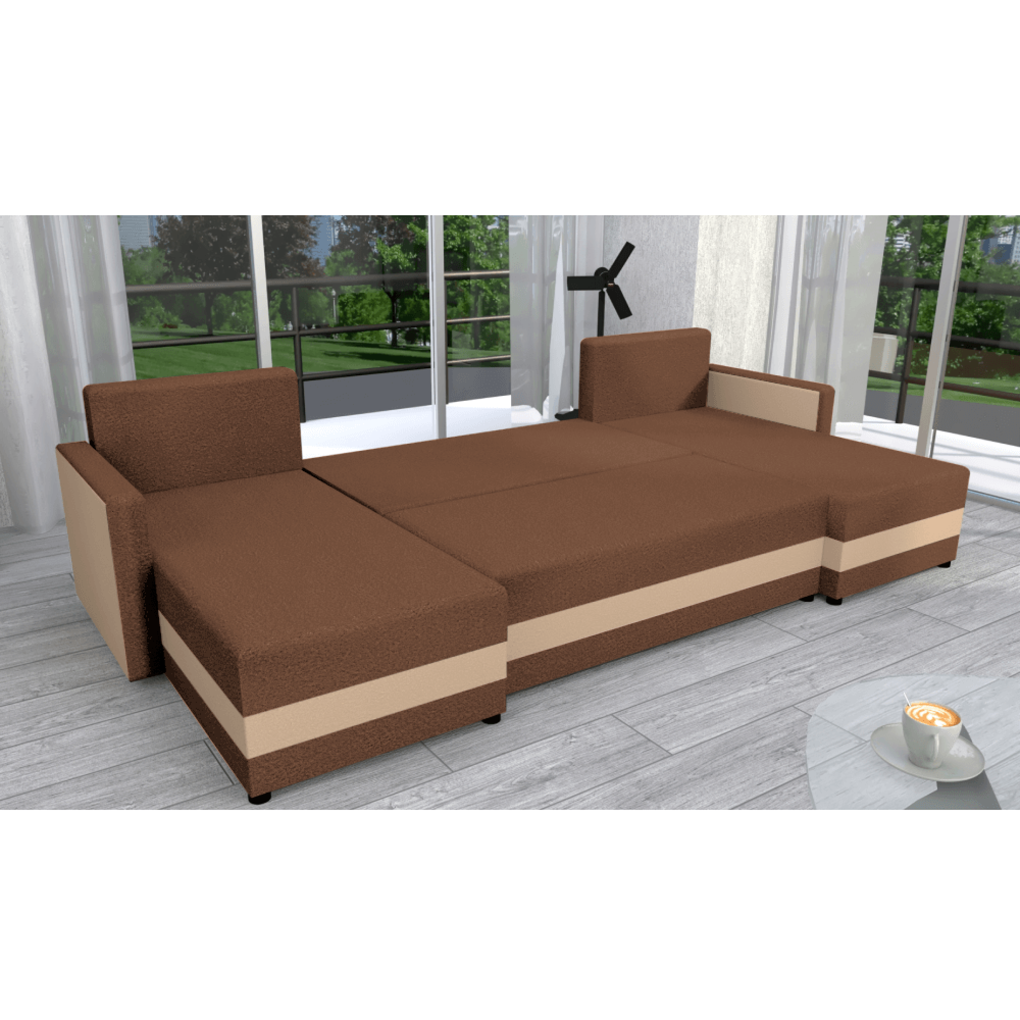 Univerzálna sedacia súprava, hnedá/béžová, PAULITA U