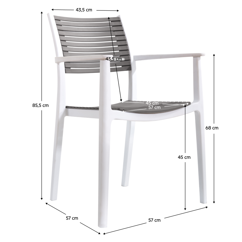 Rakásolható szék, fehér/szürke-barna, HERTA