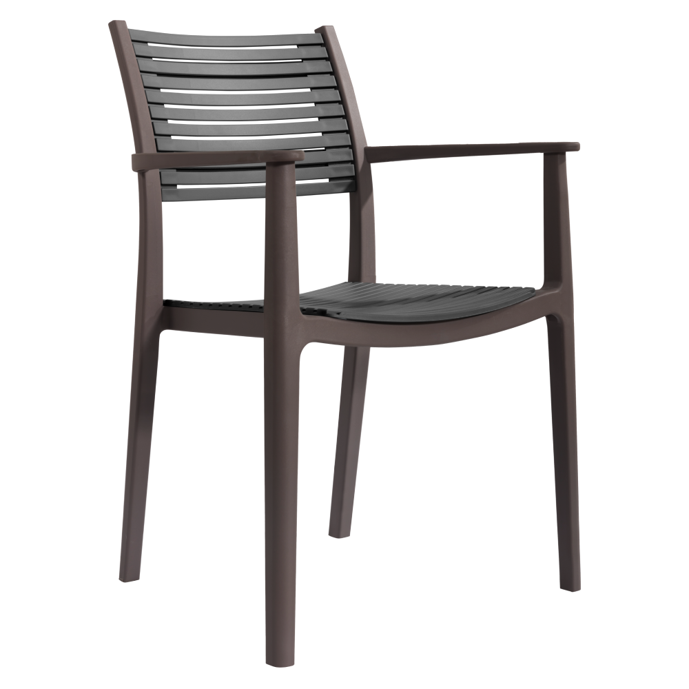 Stohovateľná stolička, hnedá/sivá, HERTA