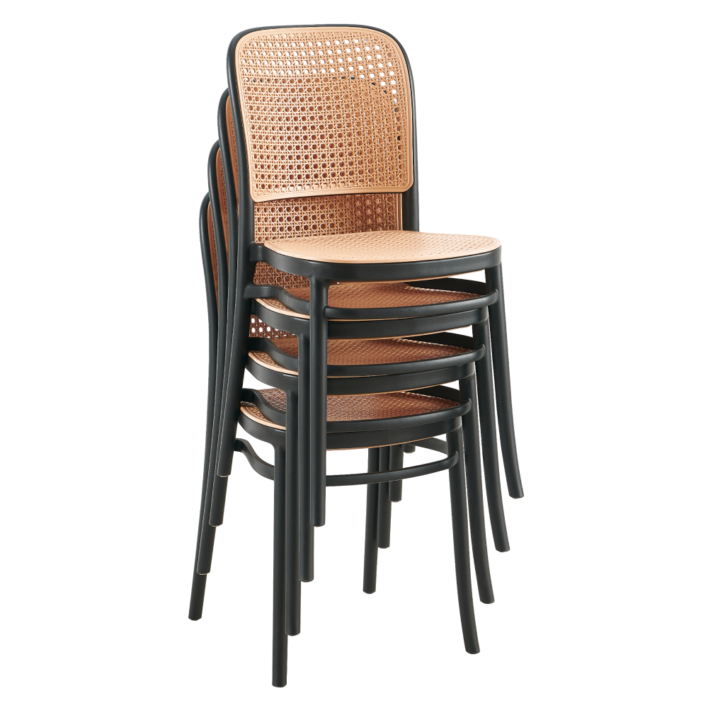 Stohovatelná židle, černá/béžová, LENITA