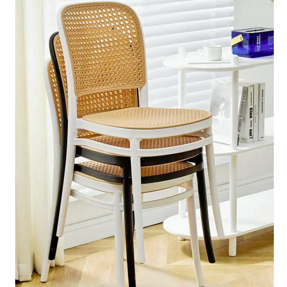 Rakásolható szék, fekete/bézs, LENITA