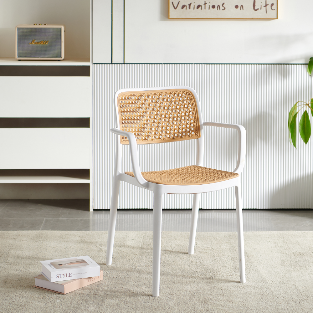 Rakásolható szék, fehér/bézs, RAVID TYP 2