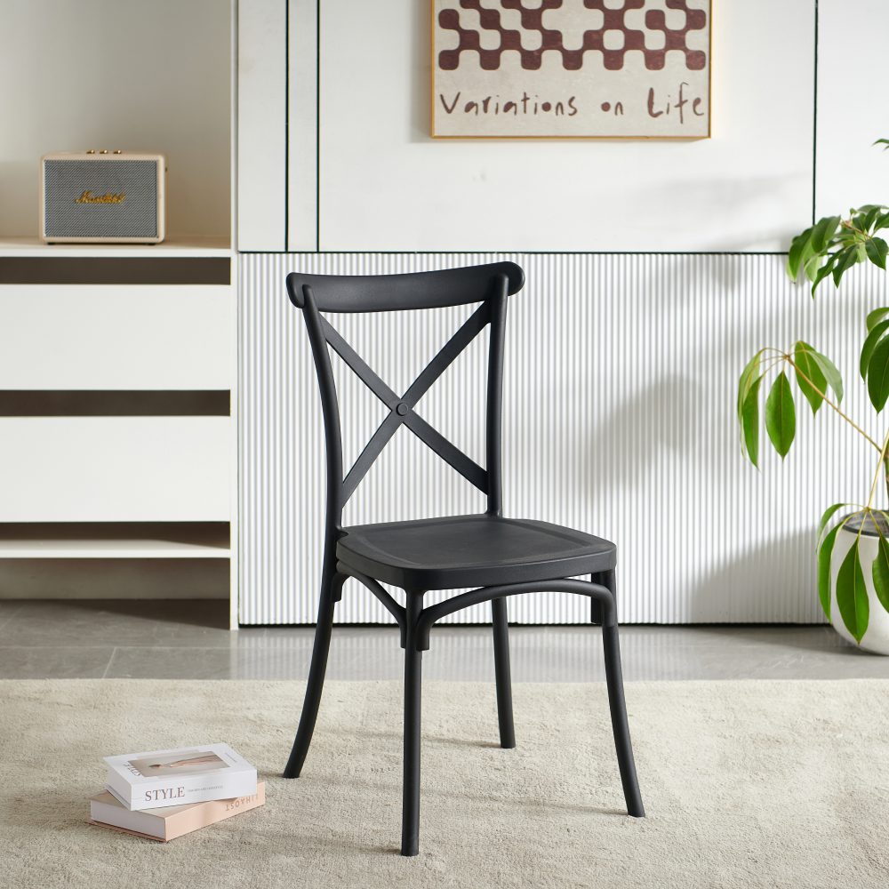 Rakásolható szék, fekete, SAVITA