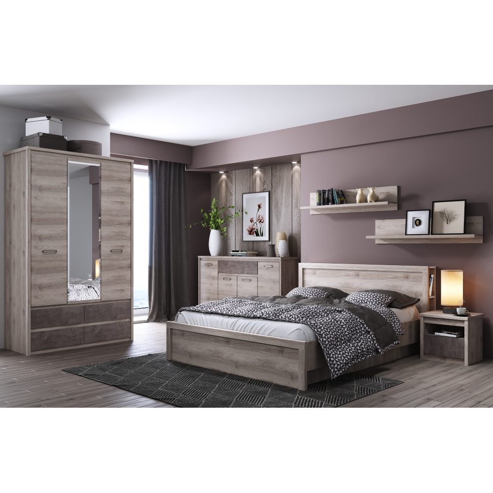 Éjjeliszekrény 1S, nairobi gesztenye/onix, JESI Éjjeliszekrény 1S, nairobi gesztenye/onix, JESI