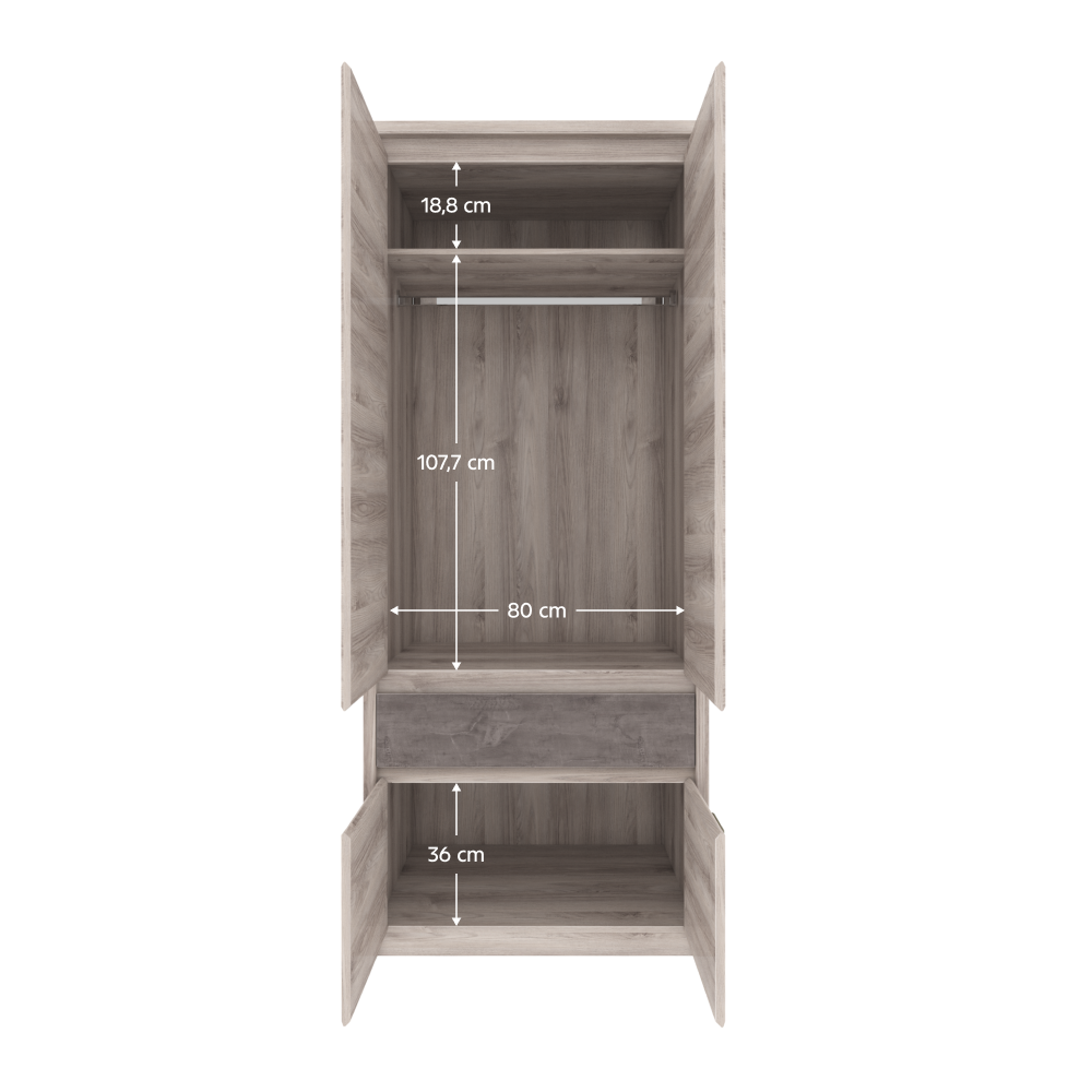 Skriňa 4D1S, gaštan nairobi/onyx, JESI NEW