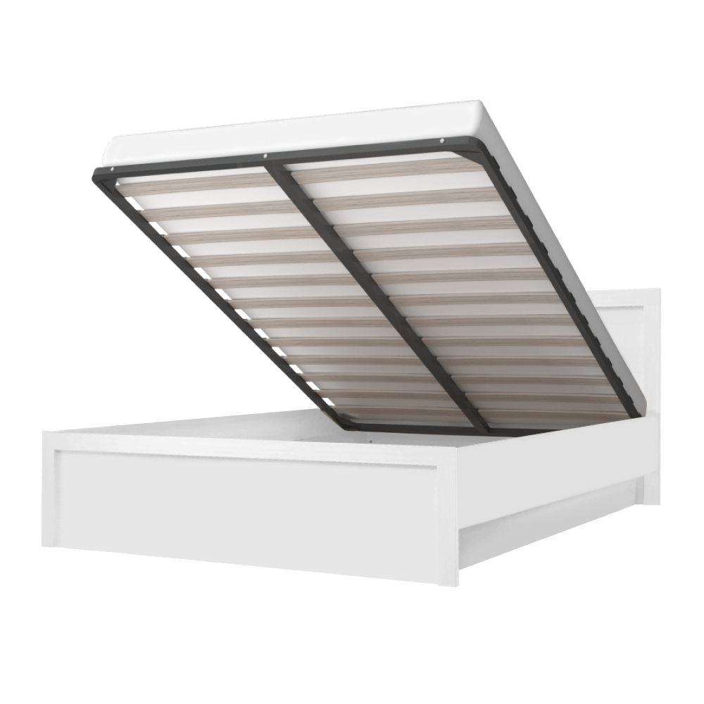 Posteľ s úložným priestorom, 140x200, biela, JESI NEW