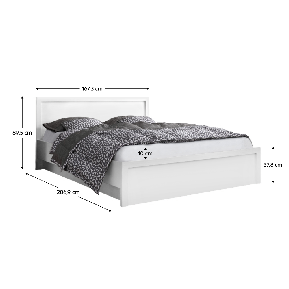 Posteľ s úložným priestorom, 160x200, biela, JESI NEW