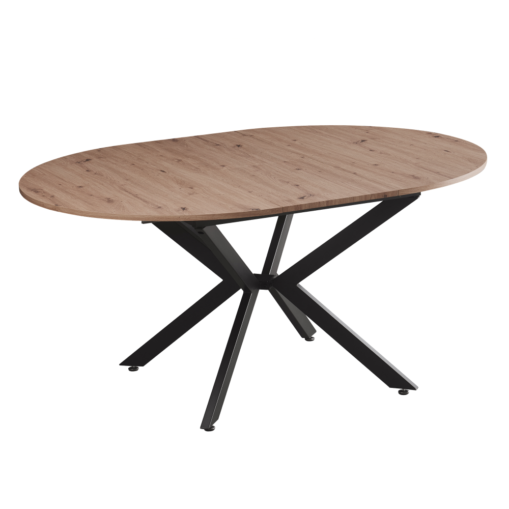 Jedálenský rozkladací stôl, dub artisan/čierna, 100x100-140x75 cm, ABERO TYP 1