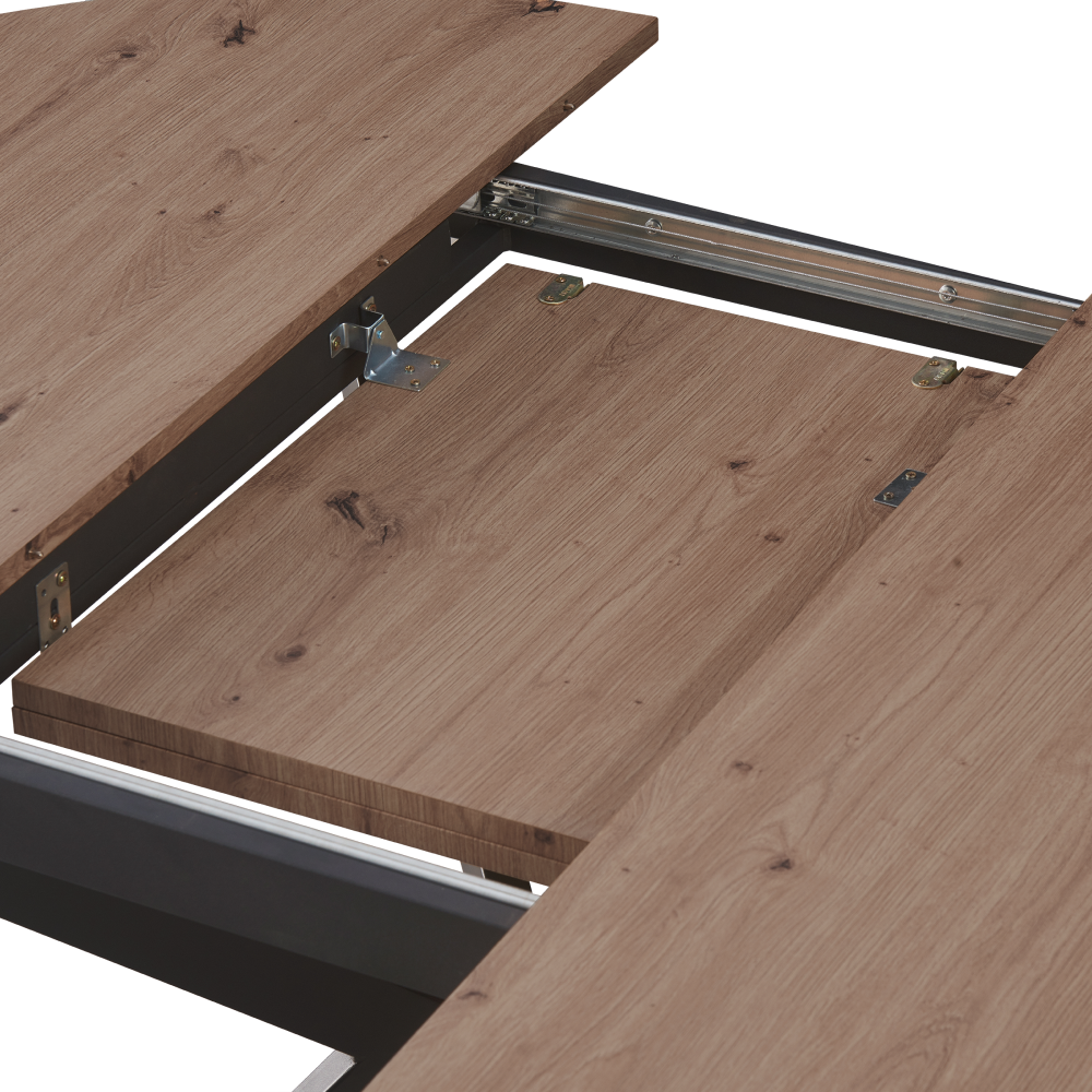 Jedálenský rozkladací stôl, dub artisan/čierna, 100x100-140x75 cm, ABERO TYP 1