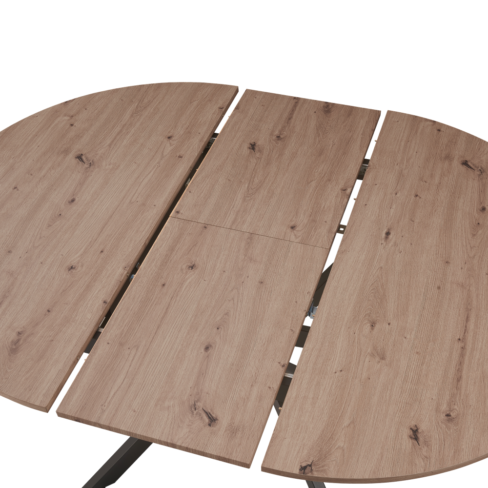 Jedálenský rozkladací stôl, dub artisan/čierna, 120x120-160x75 cm, ABERO TYP 2