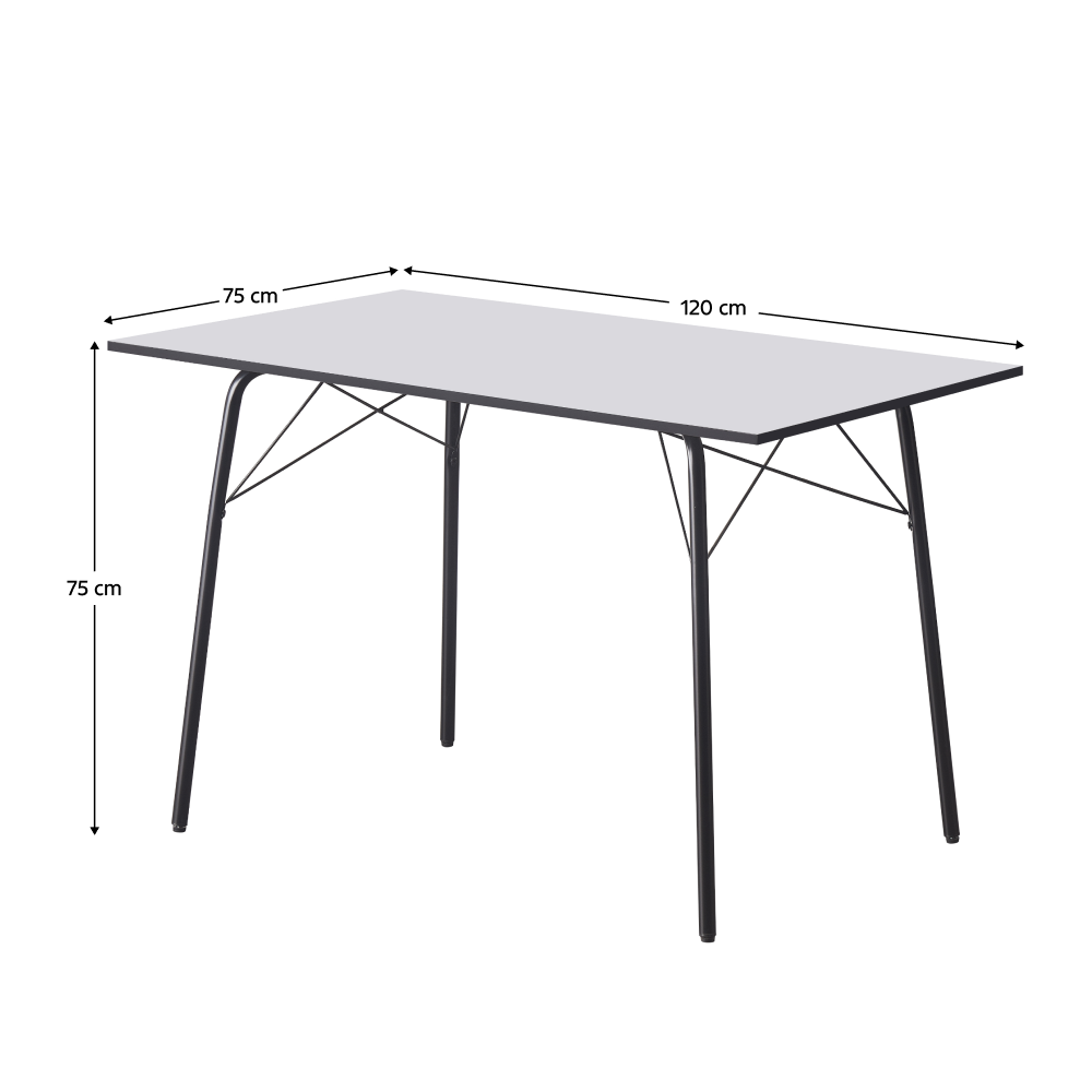 Étkezőasztal, fehér/fekete, 120x75x75 cm, NALAK TYP 2 Étkezőasztal, fehér/fekete, 120x75x75 cm, NALAK TYP 2