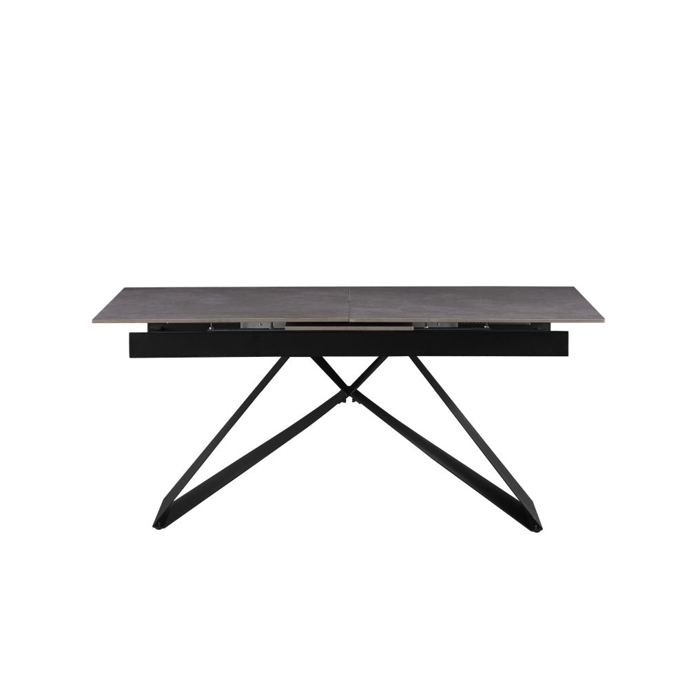 Kihúzható étkezőasztal, beton/fekete, 160-200x90 cm, MAJED