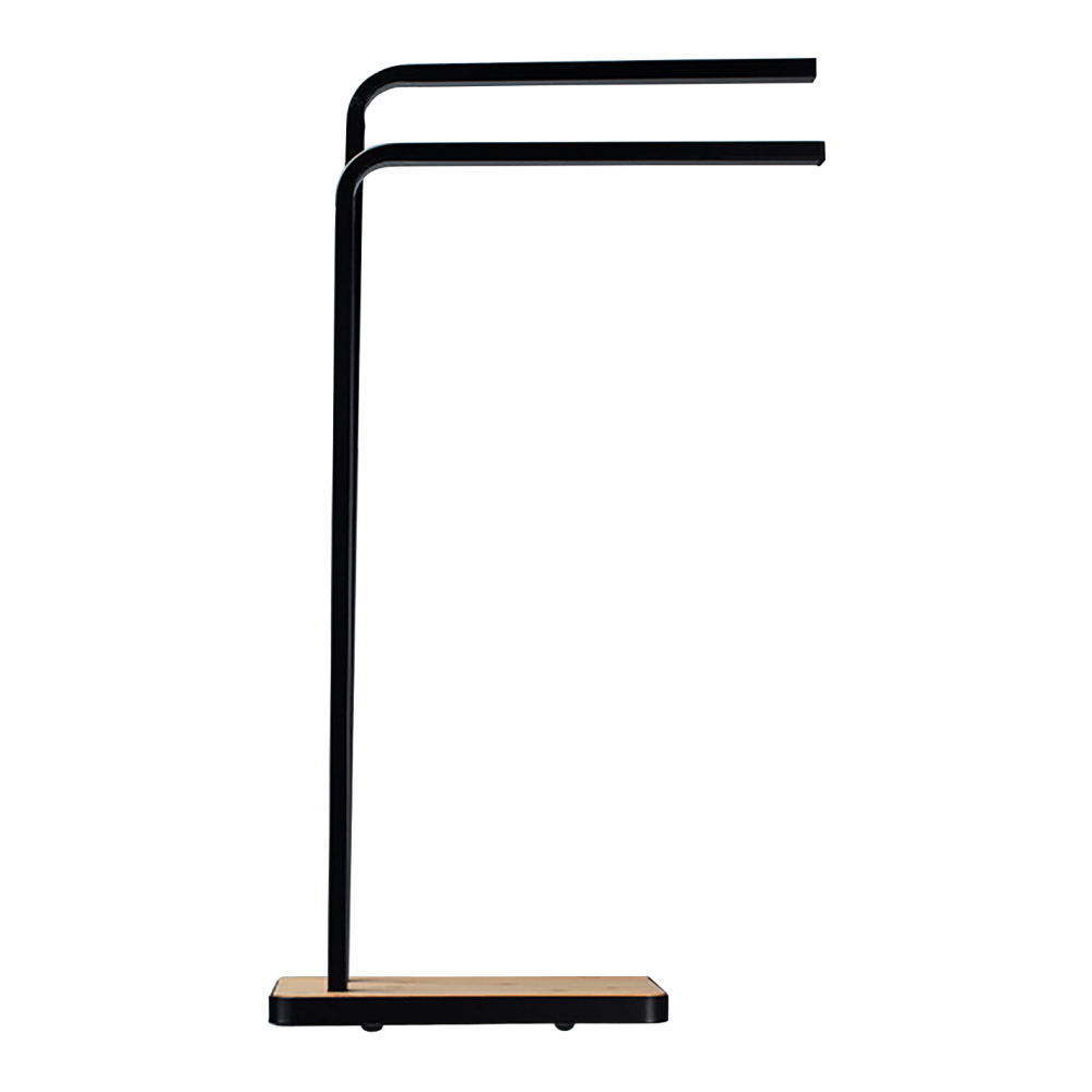 Törölközőtartó, fekete fém/bambusz, LABAV Törölközőtartó, fekete fém/bambusz, LABAV