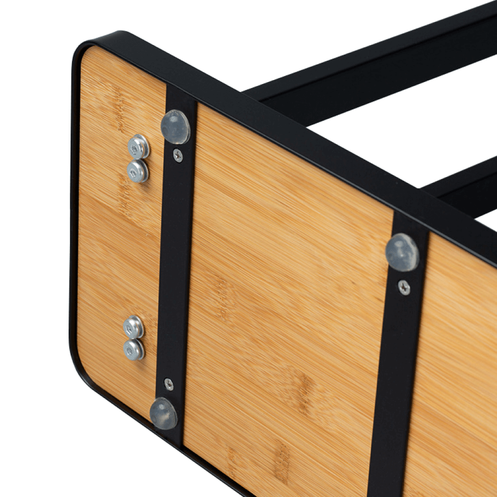 Törölközőtartó, fekete fém/bambusz, LABAV Törölközőtartó, fekete fém/bambusz, LABAV