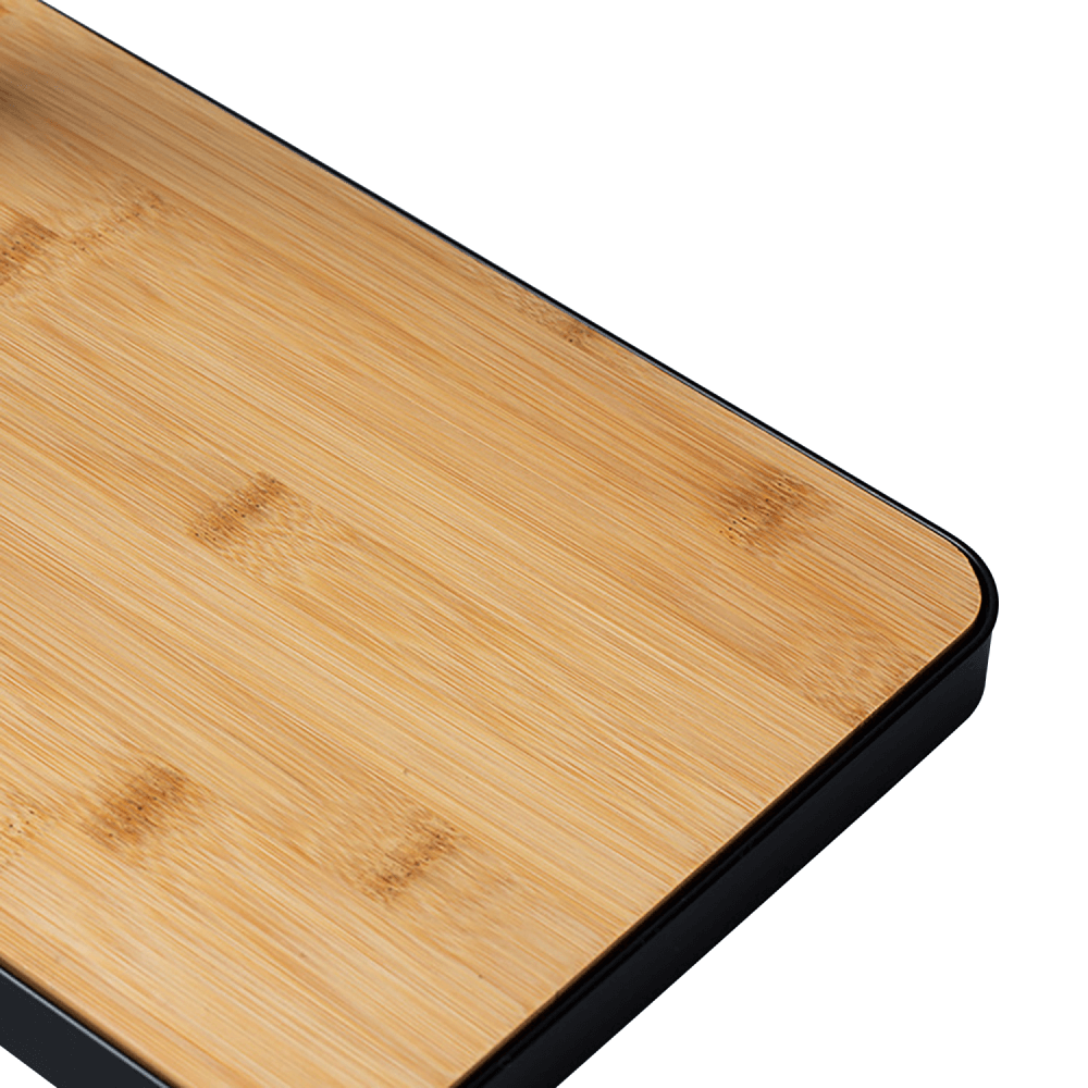 Törölközőtartó, fekete fém/bambusz, LABAV Törölközőtartó, fekete fém/bambusz, LABAV