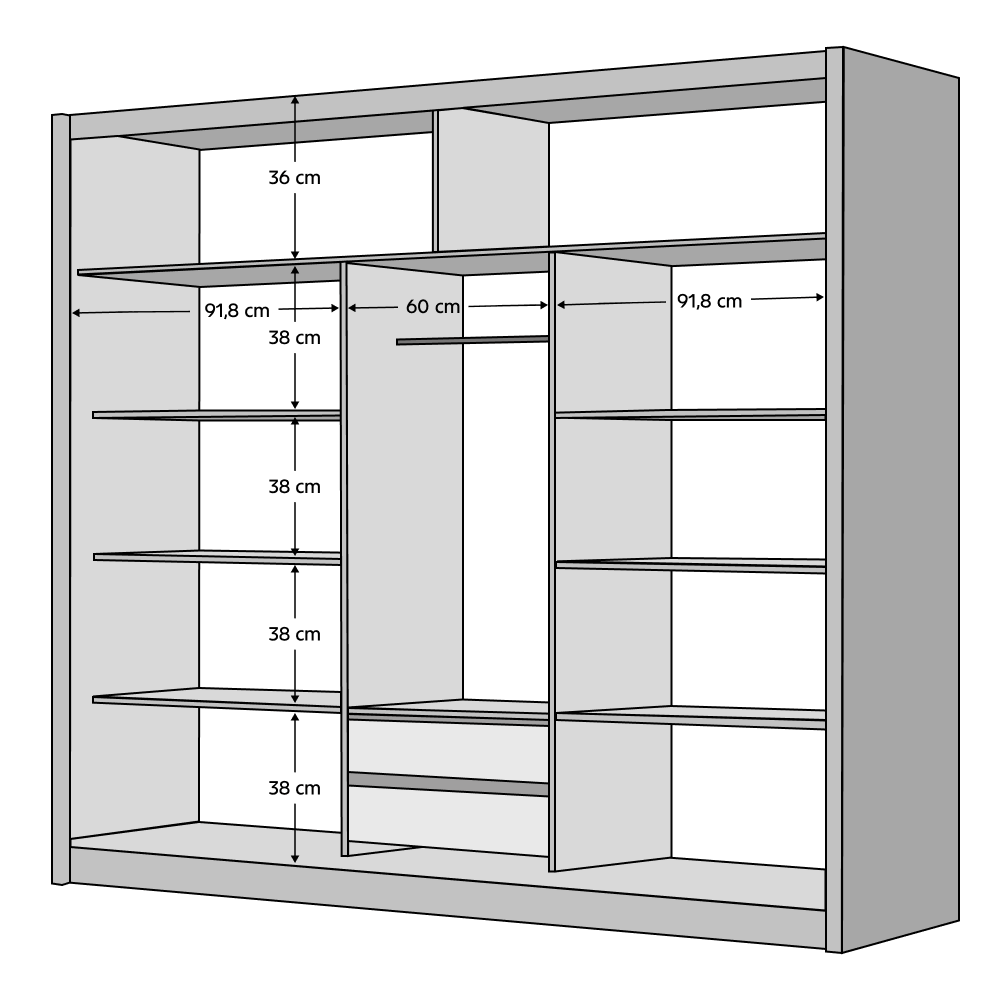 Skříň s posuvnými dveřmi, černá/dub craft, 250x215 cm, LADDER