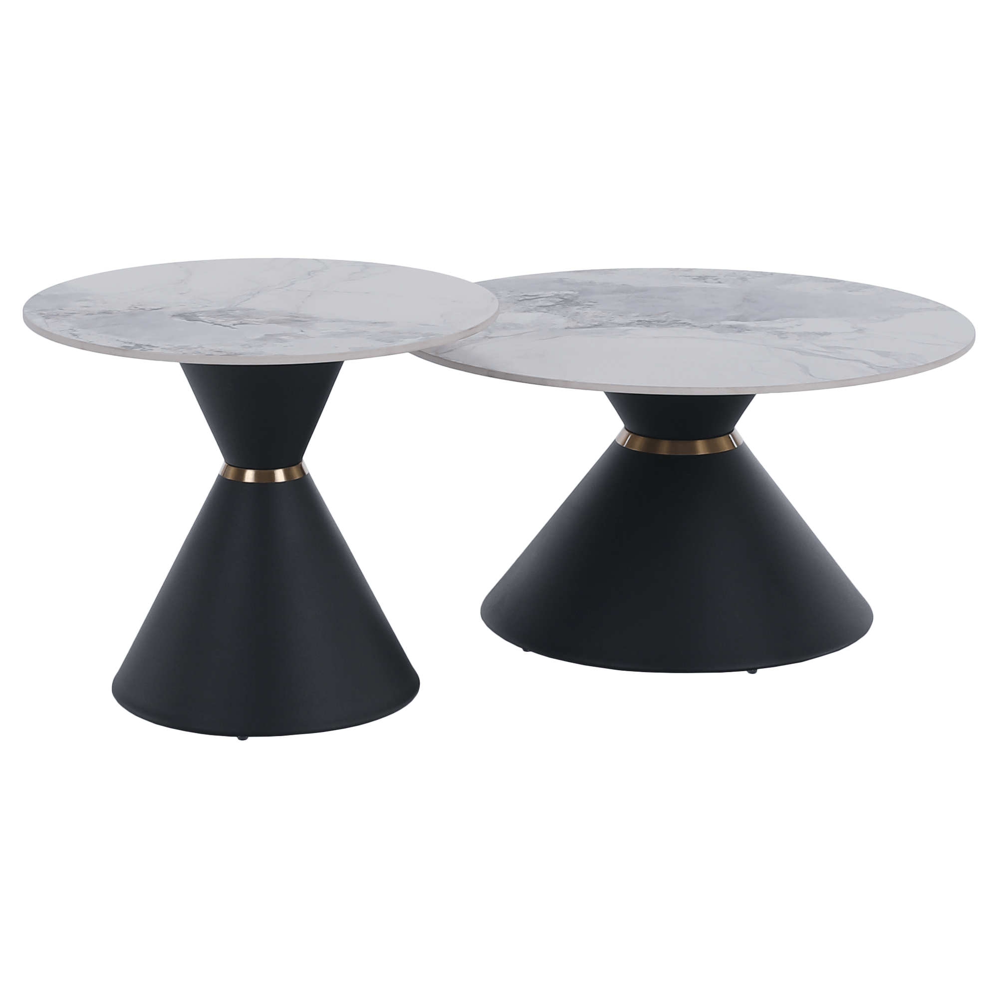 Dohányzóasztalok, 2 db-os szett, fehér márvány/fekete/arany, acél, MABUZ Dohányzóasztalok, 2 db-os szett, fehér márvány/fekete/arany, acél, MABUZ