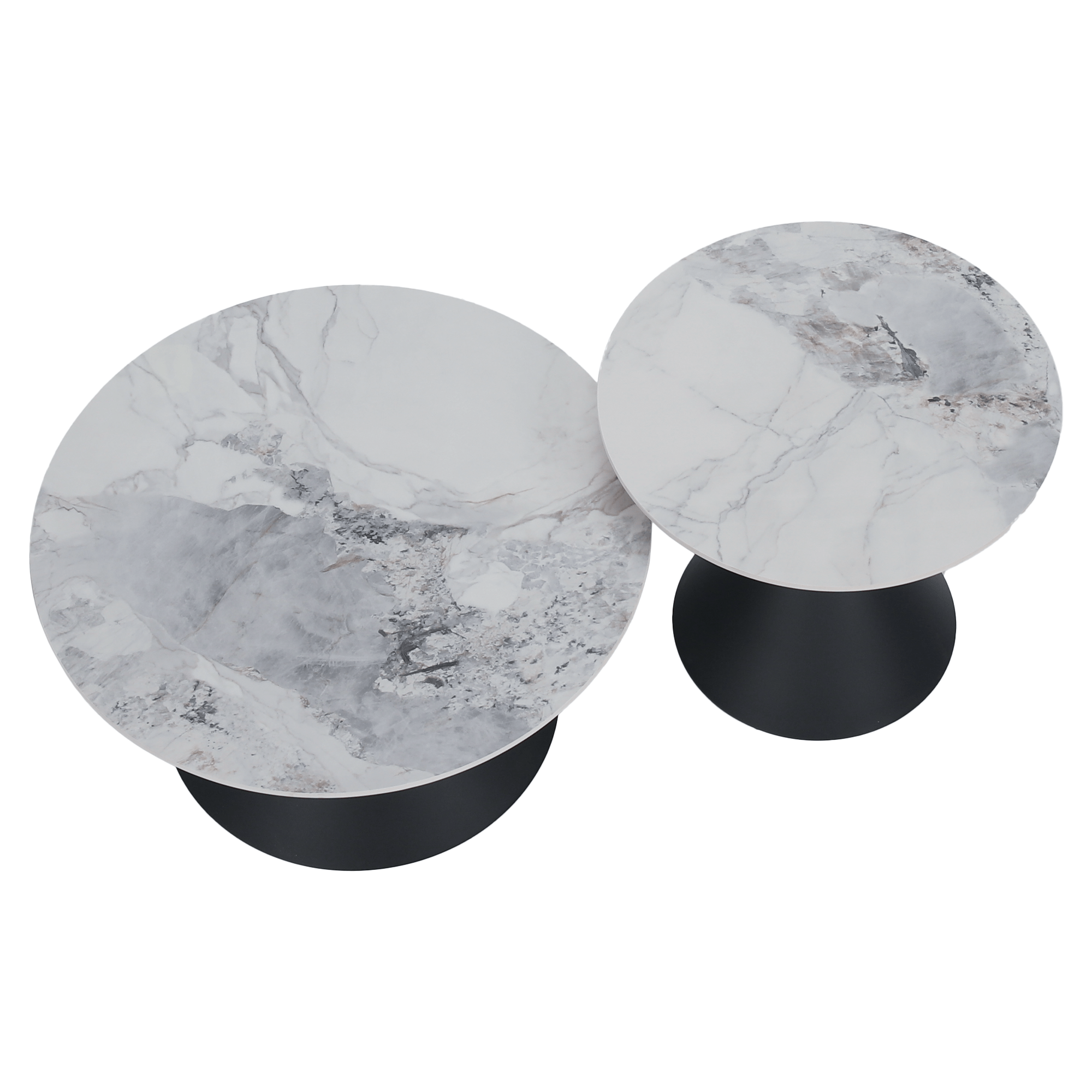 Dohányzóasztalok, 2 db-os szett, fehér márvány/fekete/arany, acél, MABUZ Dohányzóasztalok, 2 db-os szett, fehér márvány/fekete/arany, acél, MABUZ