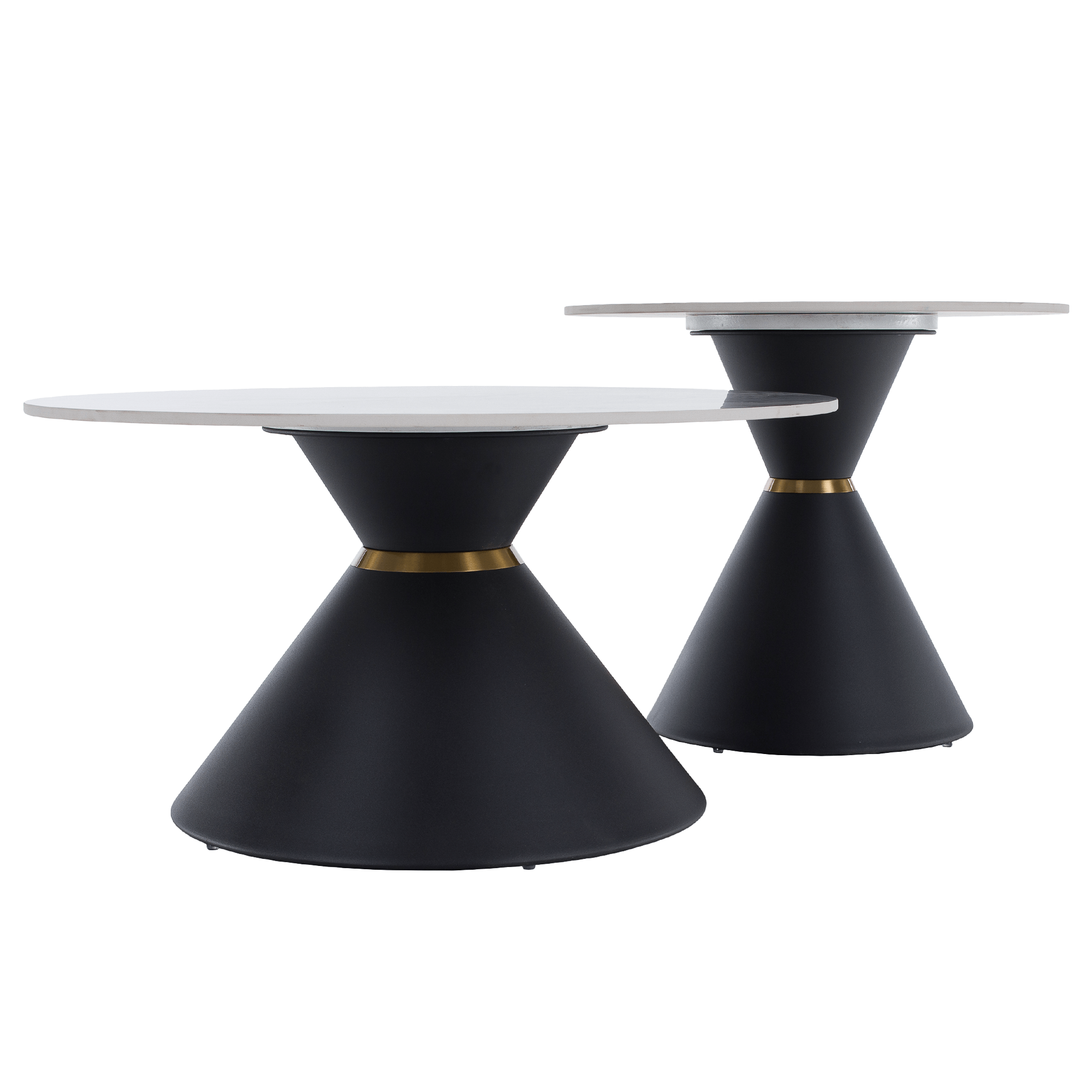 Dohányzóasztalok, 2 db-os szett, fehér márvány/fekete/arany, acél, MABUZ Dohányzóasztalok, 2 db-os szett, fehér márvány/fekete/arany, acél, MABUZ