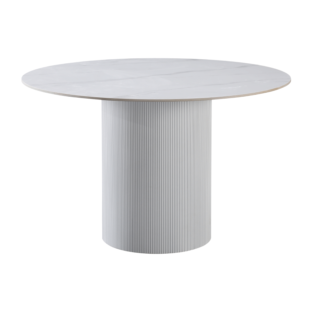 Jídelní stůl, bílý mramor/MDF, průměr 120 cm, MAHIR TYP 1