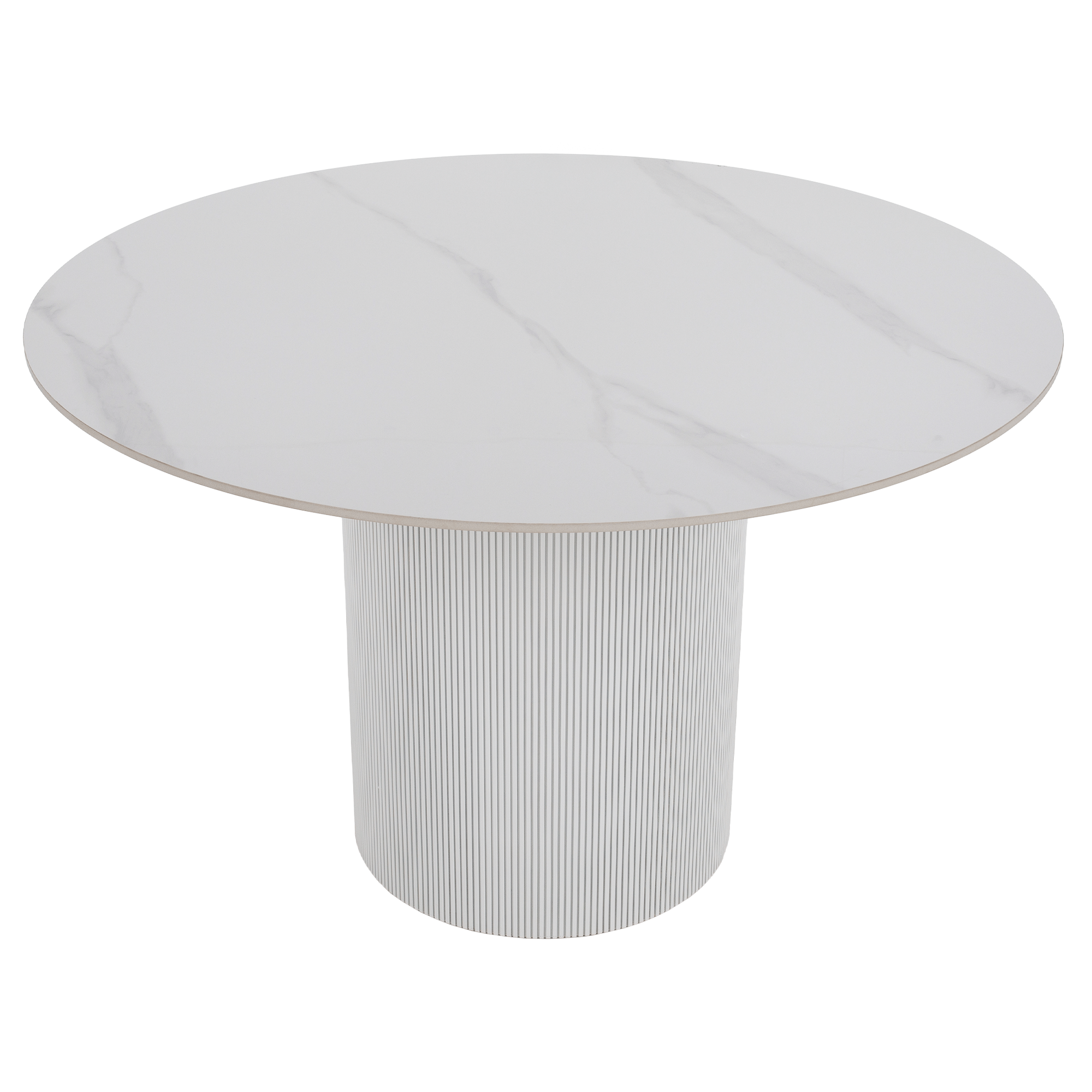 Jedálenský stôl, biely mramor/MDF, priemer 120 cm, MAHIR TYP 1