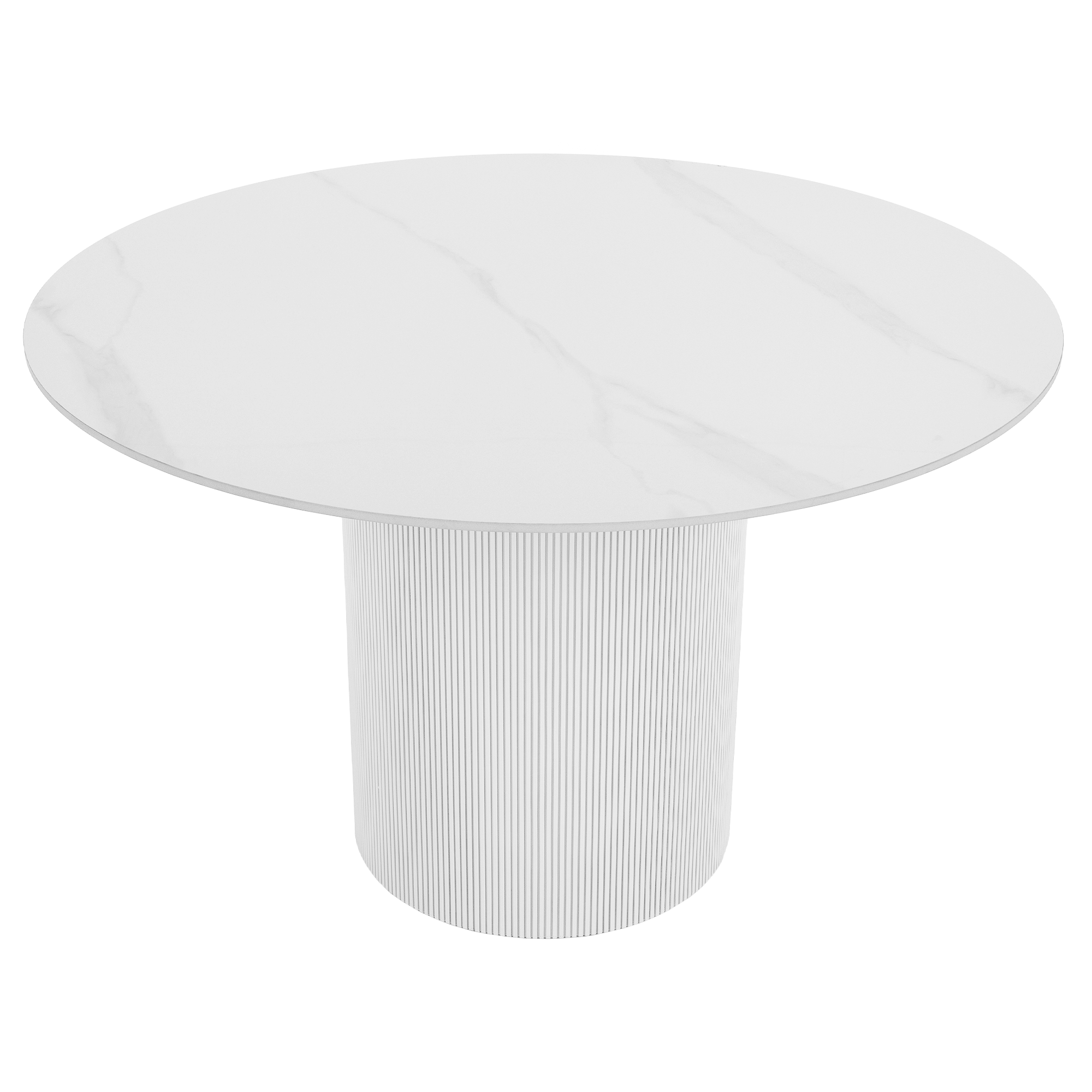 Étkezőasztal, fehér márvány/MDF, átmérő 120 cm, MAHIR TYP 1