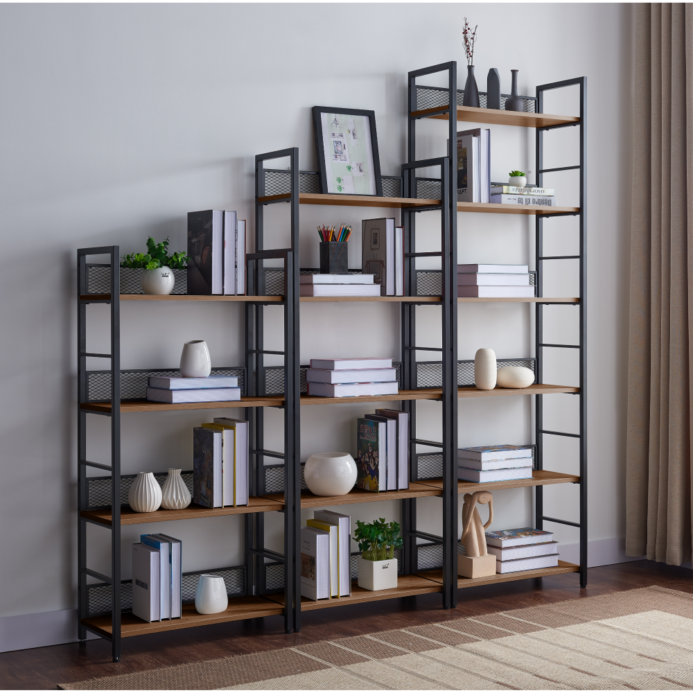 Regál, čierna/dub, KELER TYP 1