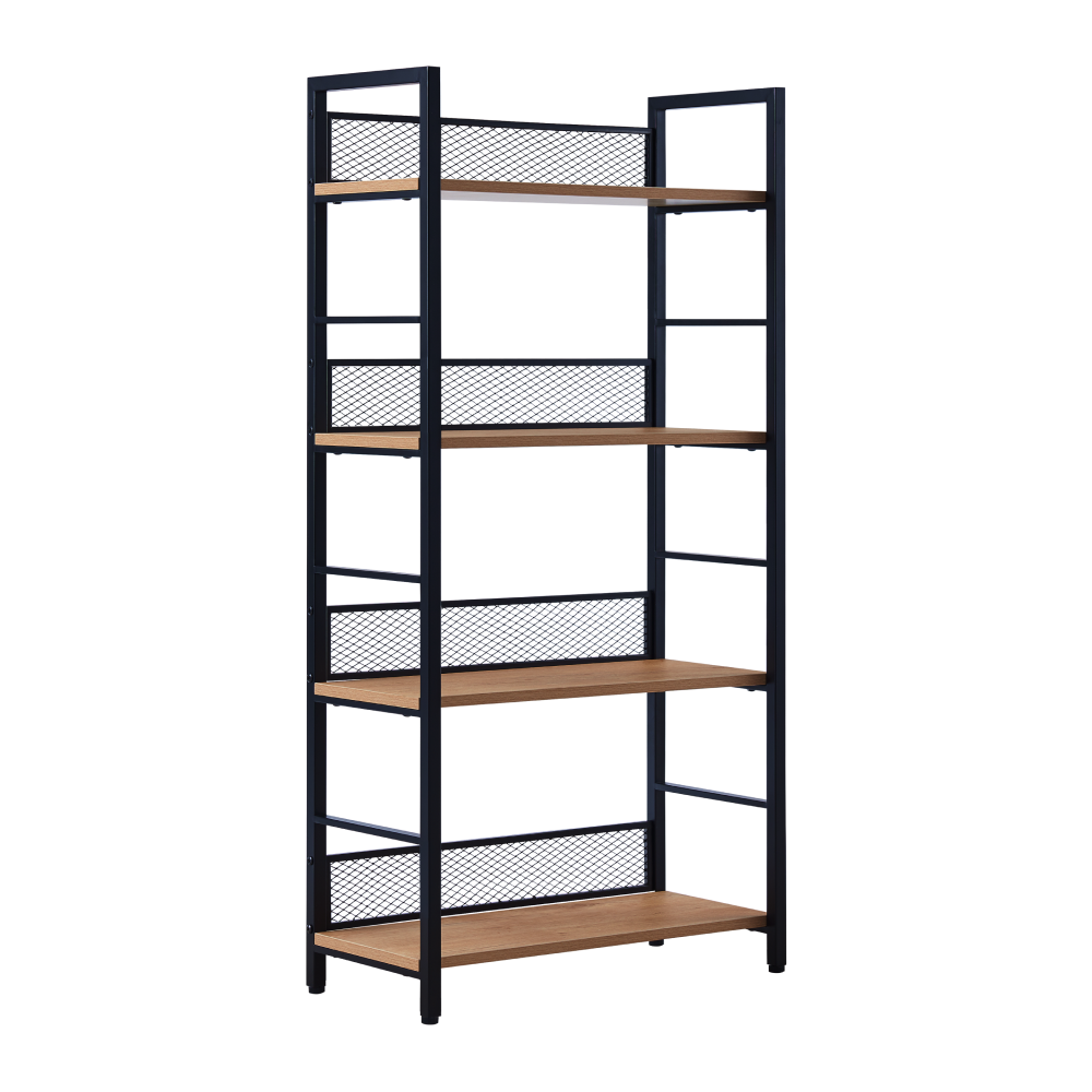 Regál, čierna/dub, KELER TYP 1