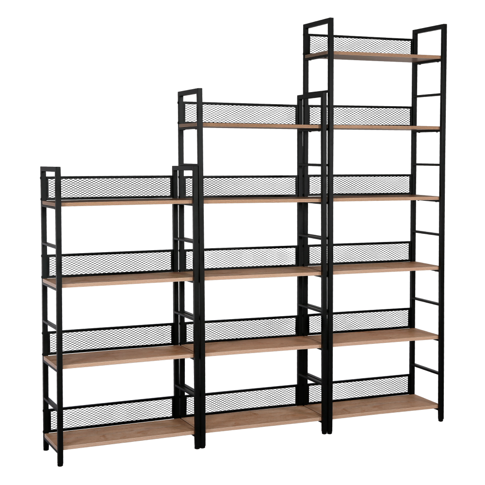 Regál, čierna/dub, KELER TYP 3