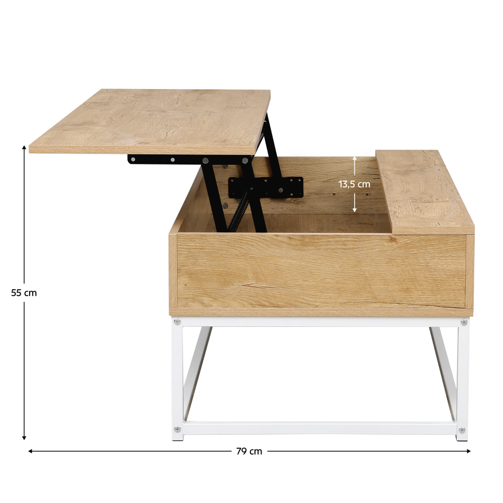 Dohányzóasztal, tölgy/fehér, LIVINA