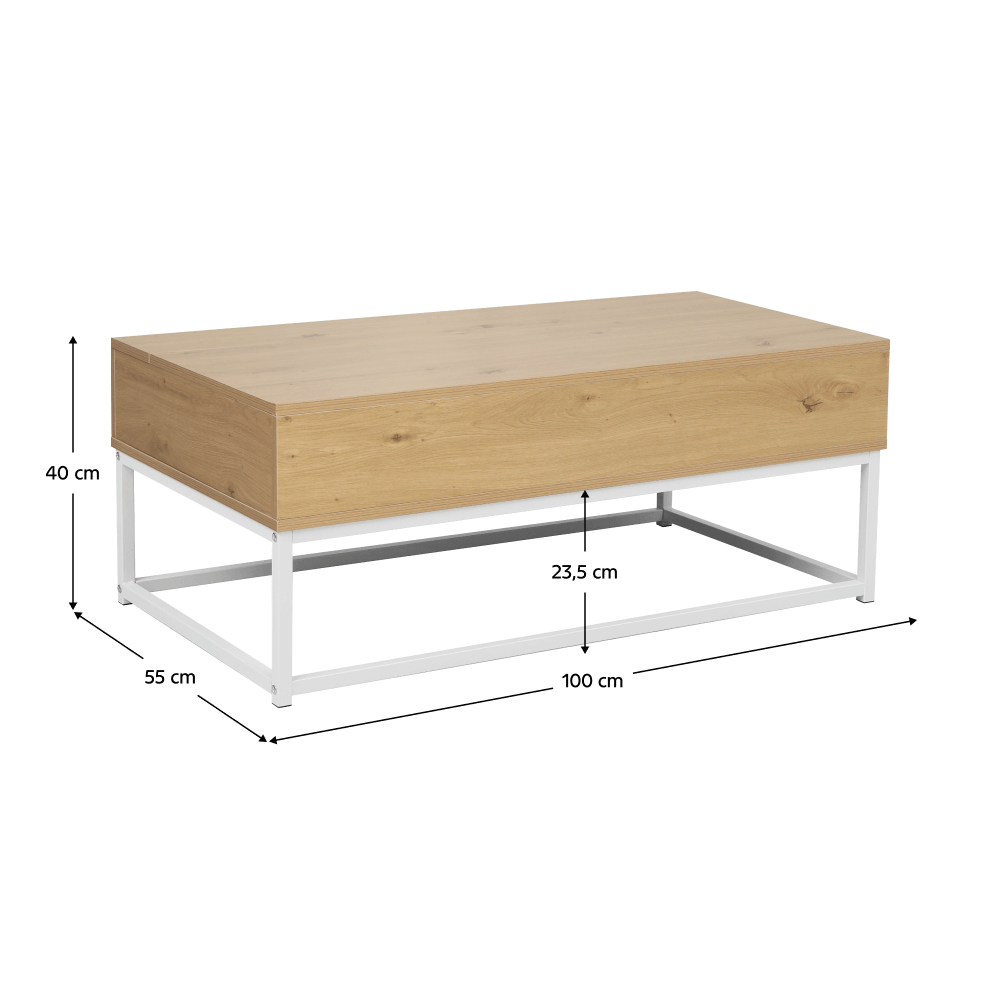 Dohányzóasztal, tölgy/fehér, LIVINA