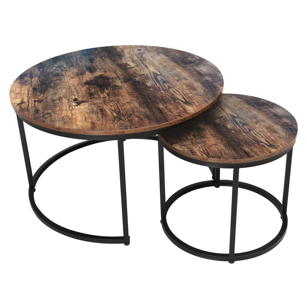 Konferenčné stolíky, set 2 ks, orech/čierna, CIRKO