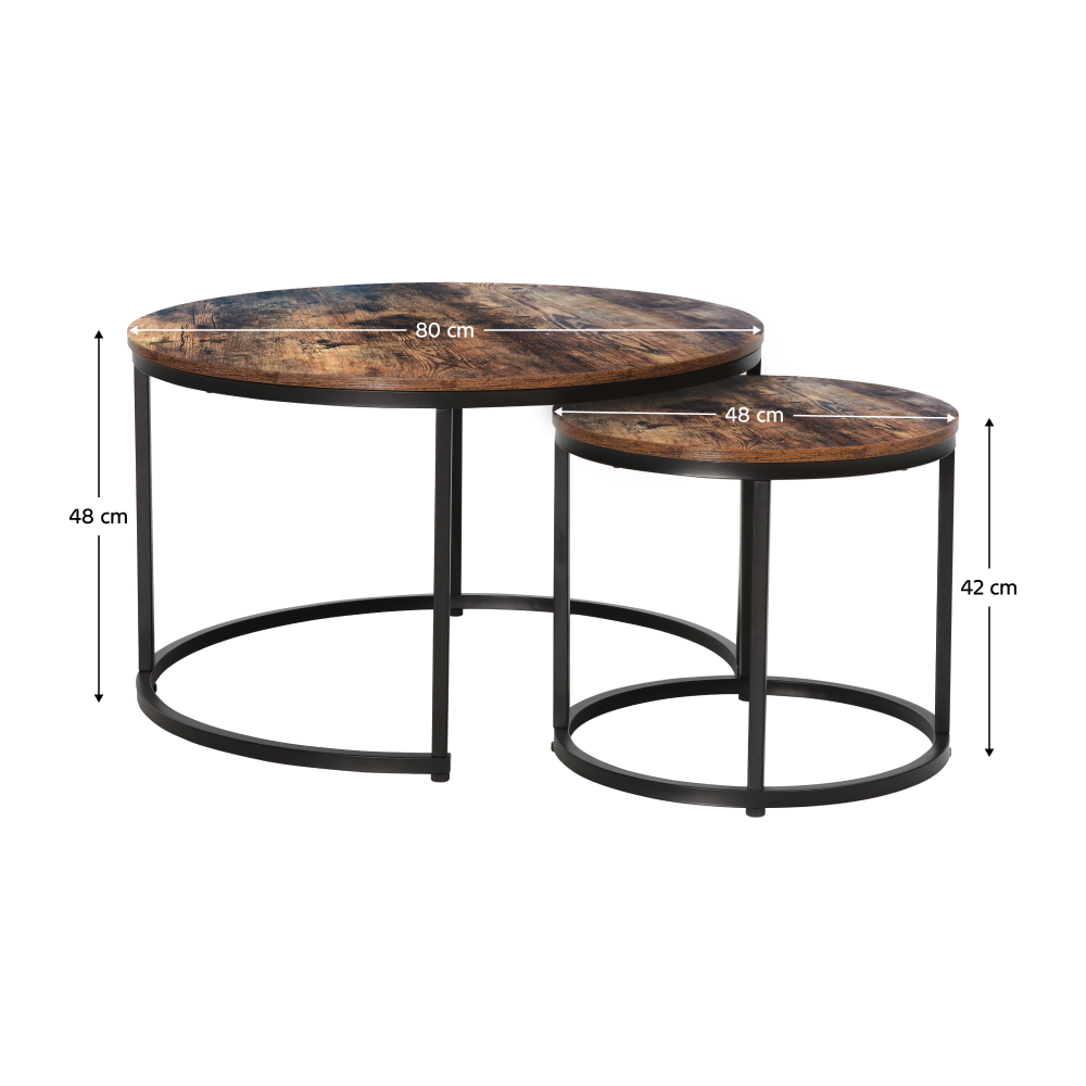 Konferenčné stolíky, set 2 ks, orech/čierna, CIRKO