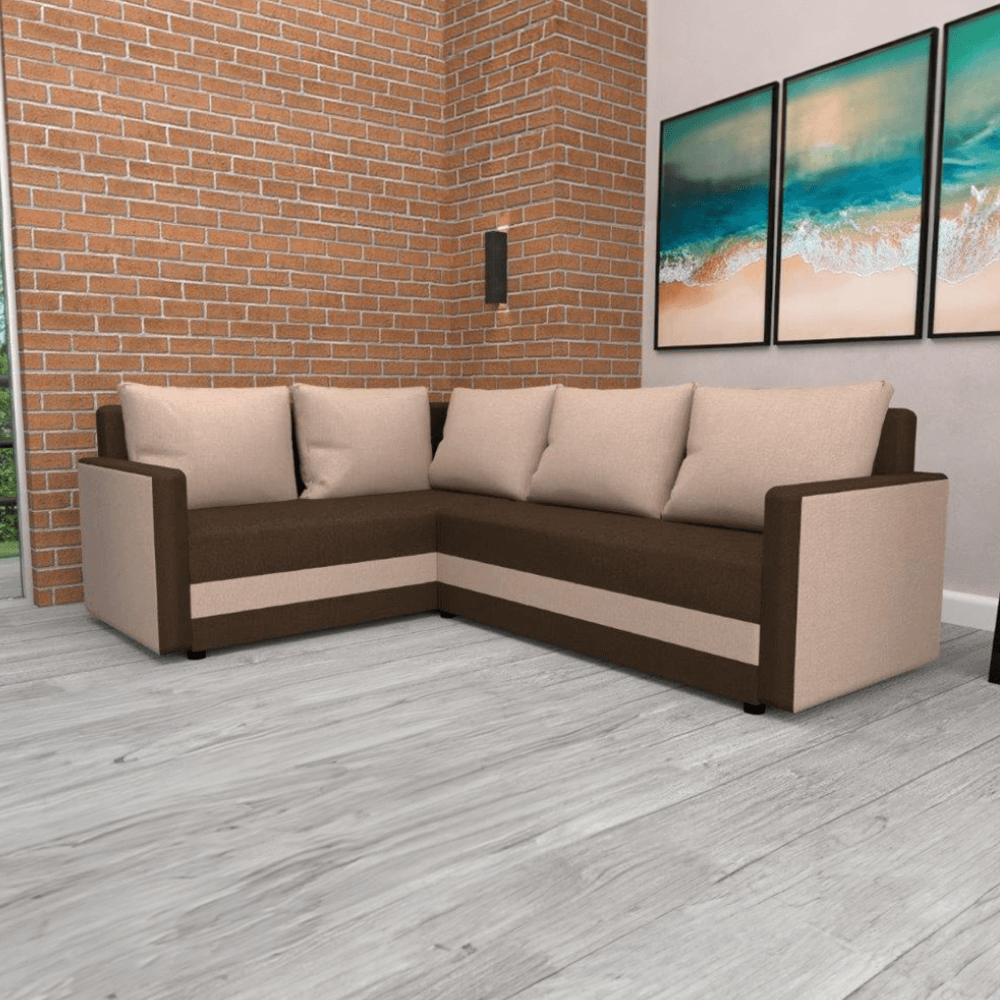 Univerzálna sedacia súprava, béžová/hnedá, DINA L ROH