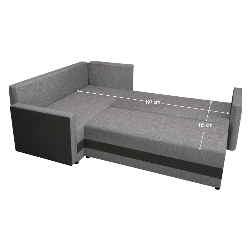 Univerzálna sedacia súprava, čierna/sivá, DINA L ROH