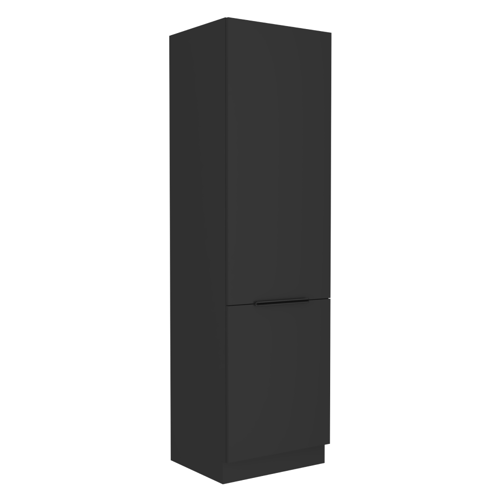 Szekrény beépíthető hűtőhöz, fekete, siber 60 lo-210 2f