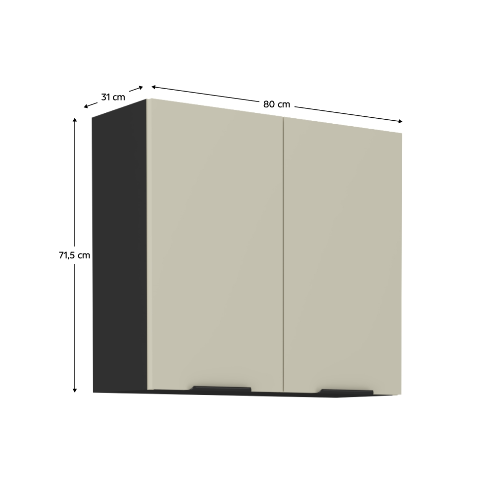 Horná skrinka, cashmere/čierna, ARAKA 80 G-72 2F