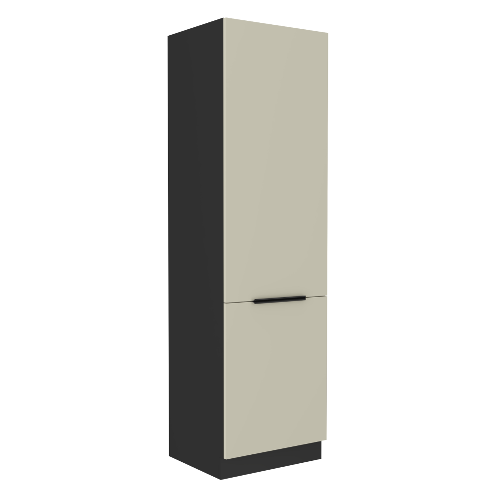 Szekrény beépíthető hűtőhöz, cashmere/fekete, araka 60 lo-210 2f