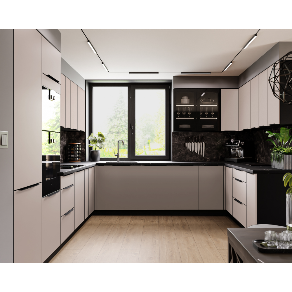 Vysoká skrinka na rúru a mikrovlnú rúru, cashmere/čierna, ARAKA 60 DPM-210 2F