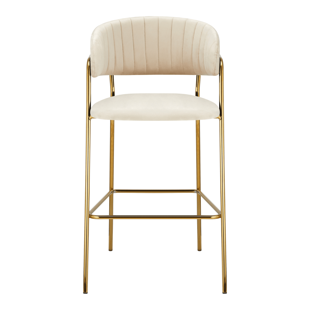 Dizajnová barová stolička, béžová Velvet látka/gold chróm zlatý, DASMIN TYP 2