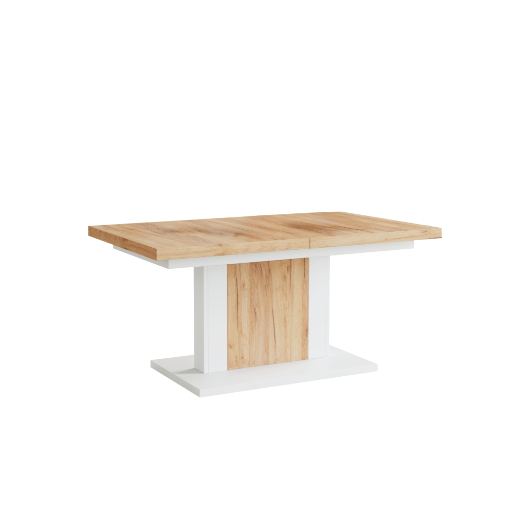Jedálenský/konferenčný rozkladací stôl, dub craft zlatý/biela, 120-180x70 cm, OLION