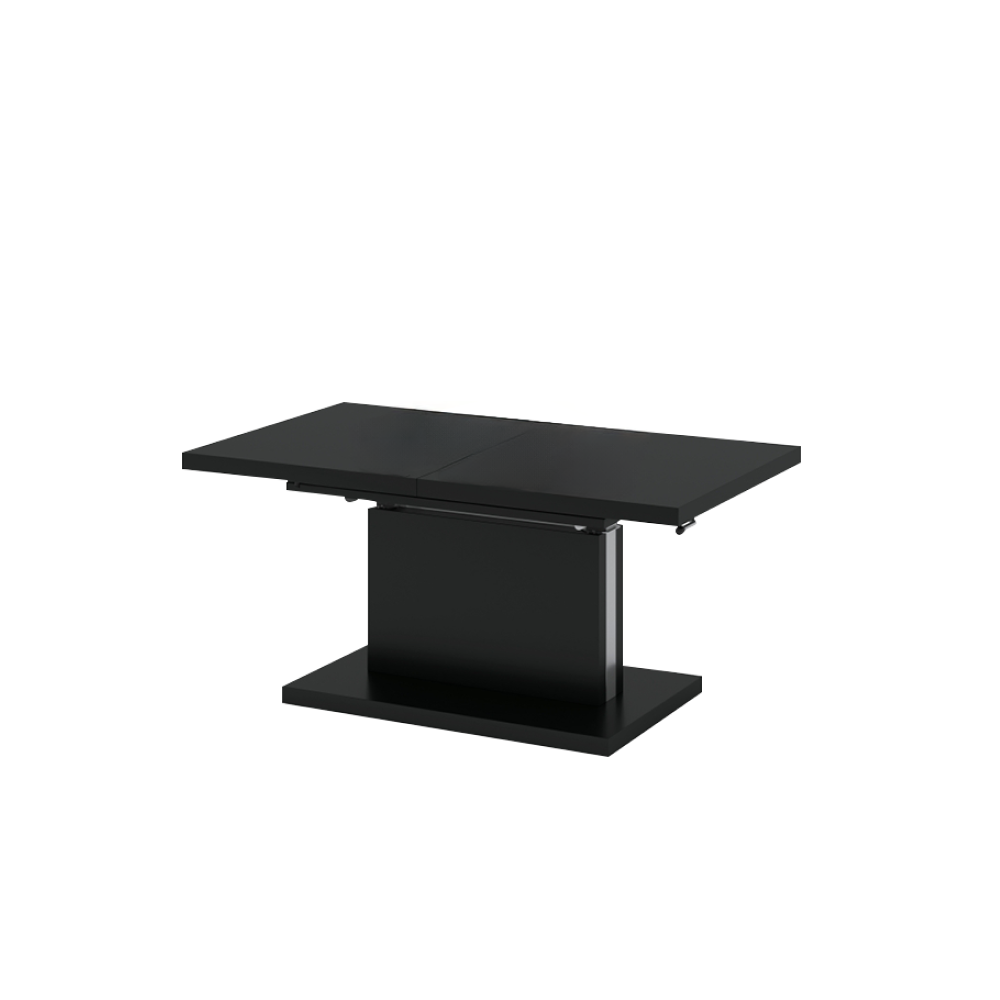 Jedálenský/konferenčný rozkladací stôl, čierna matná, 120-200x70 cm, ARTON